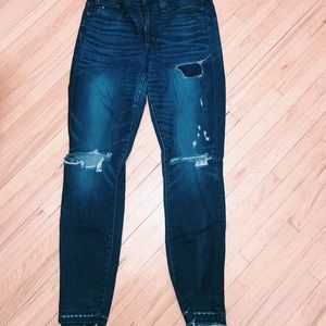 J Crew High Rise Ripped Skinny Jeans